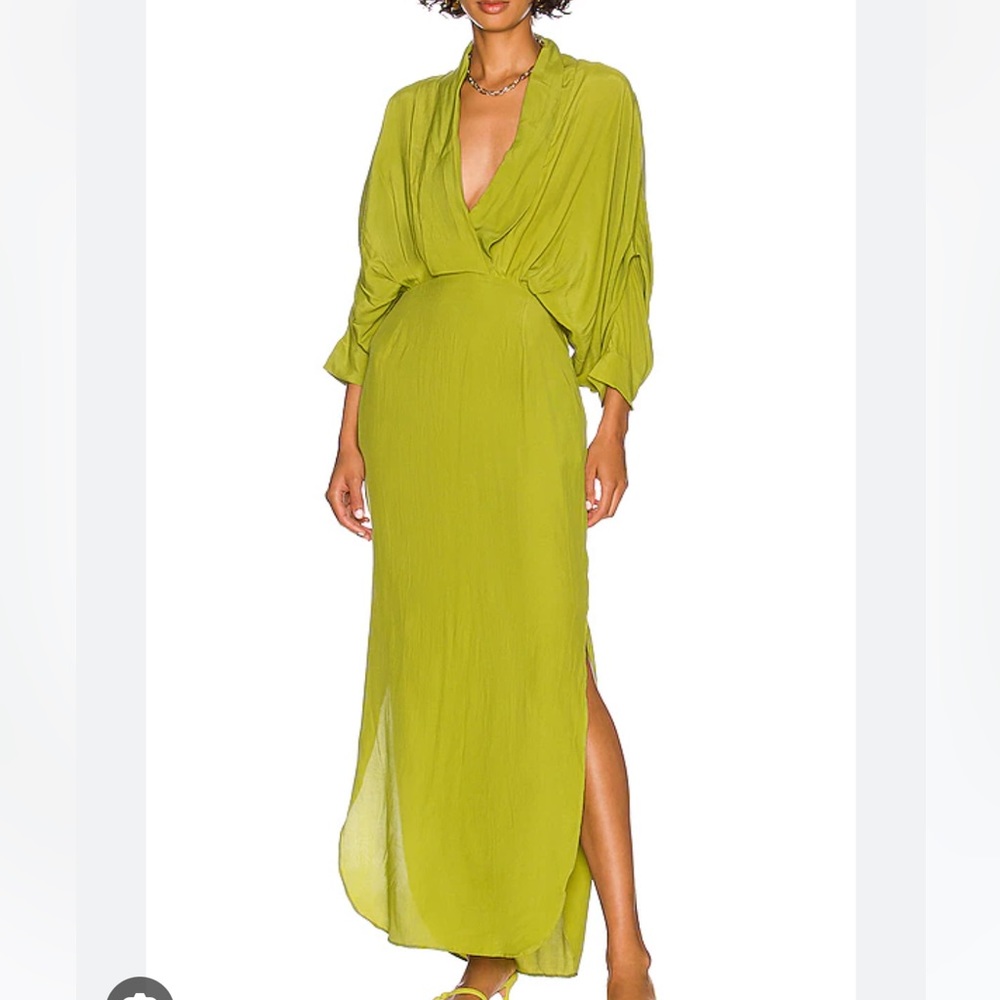 Women’s Olive Green V-Neck Maxi Dress
